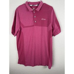 PUMA Men's Medium Pink Athletic Performance Shirt Mesh Panels Moisture-Wicking
